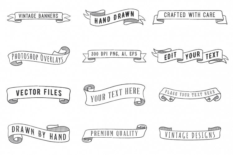 Photoshop Overlays, Vintage Banners