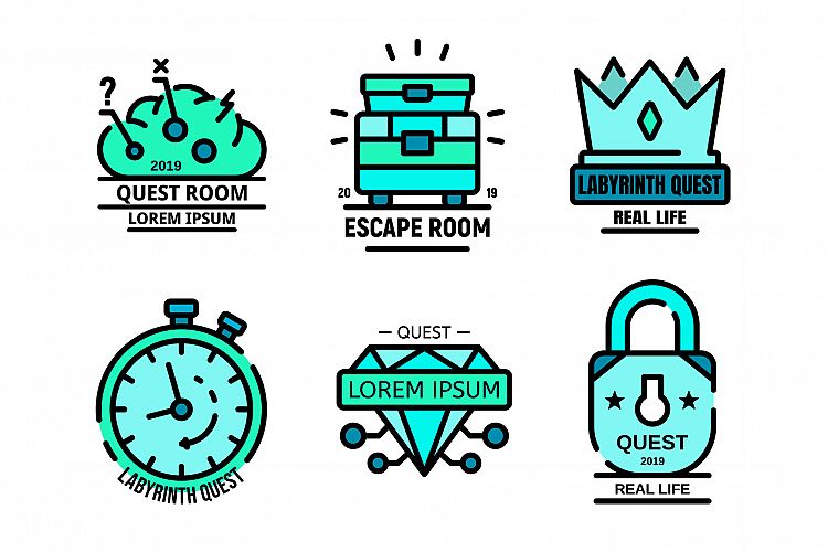 Quest game icons vector flat example image 1