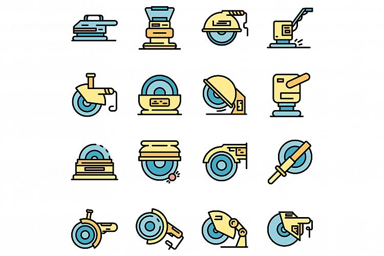Grinding machine icons set vector flat example image 1