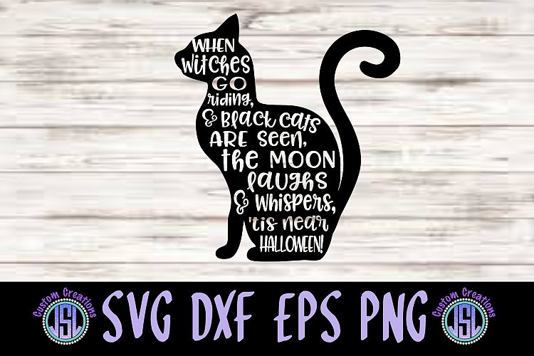 Halloween Black Cat Silhouette | SVG DXF EPS PNG Cut File (347215
