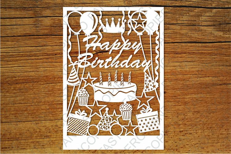 Happy Birthday card SVG files for Silhouette and Cricut.