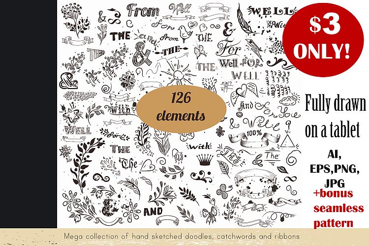 Sketch vector clip art set