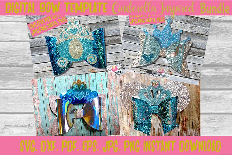Princess Cinderella Inspired Hair Bow Template Bundle