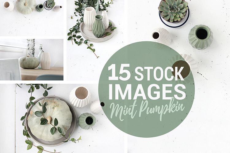 Spring styled stock photo's, mint green pumpkin home example image 1