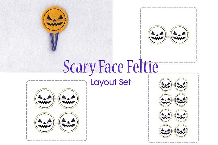 Scary Face ITH Halloween Feltie Embroidery Design