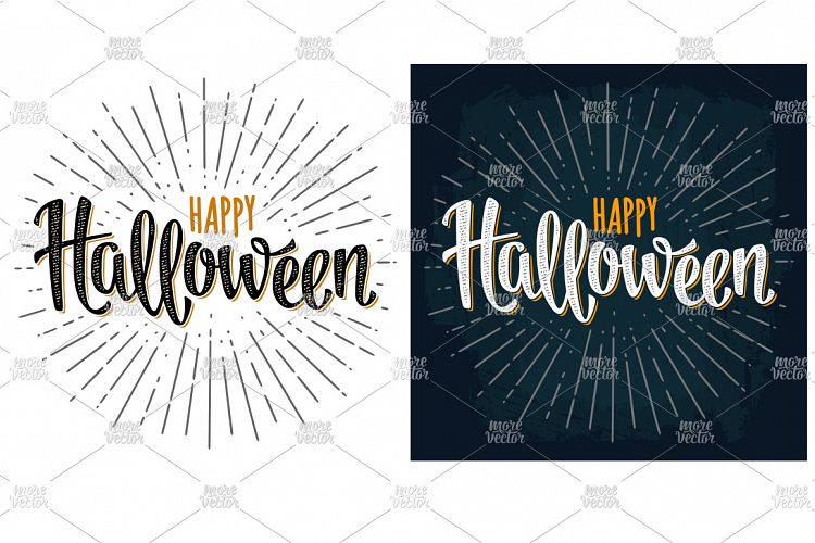 Horizontal poster Happy Halloween Vector vintage engraving