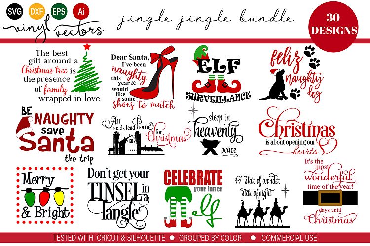 Jingle Jingle Bundle of 30 SVG DXF Cut Files