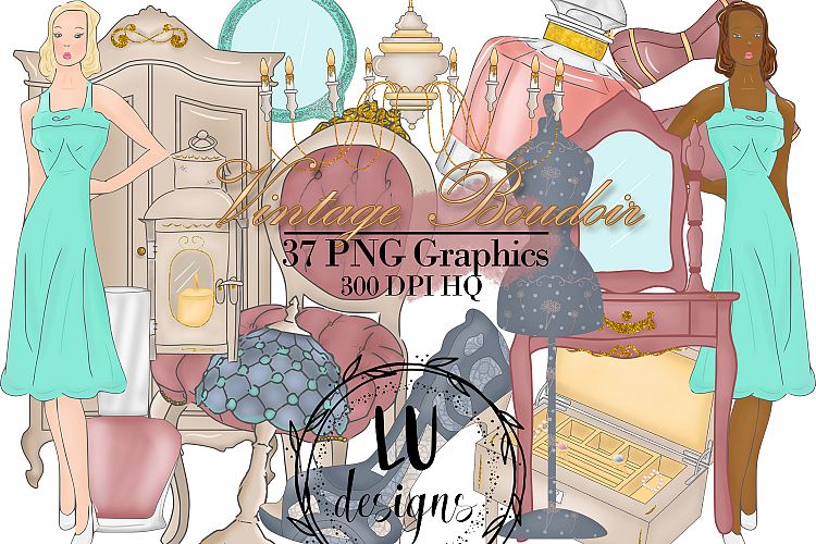 Vintage Boudoir Clipart Set
