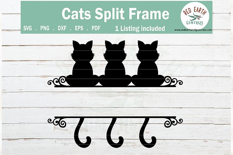 Download Cat split monogram frame svg, sitting cats SVG,PNG,DXF,EPS