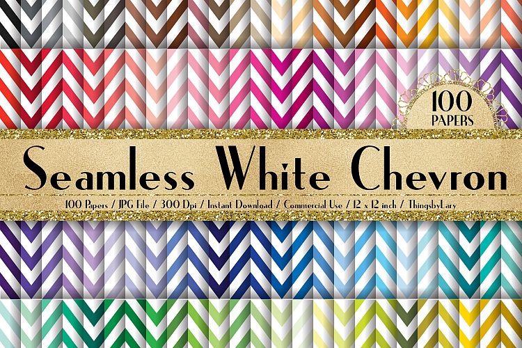 100 Seamless White Chevron Pattern Digital Papers