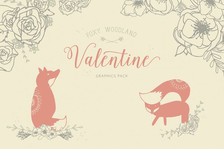 Foxy Woodland Valentine Collection 2876 Illustrations Design Bundles