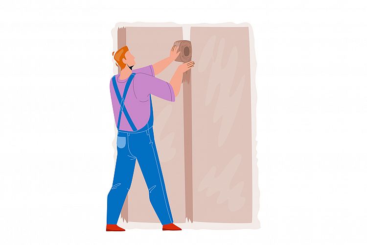 Drywall Installer Making Wall Renovation Vector example image 1