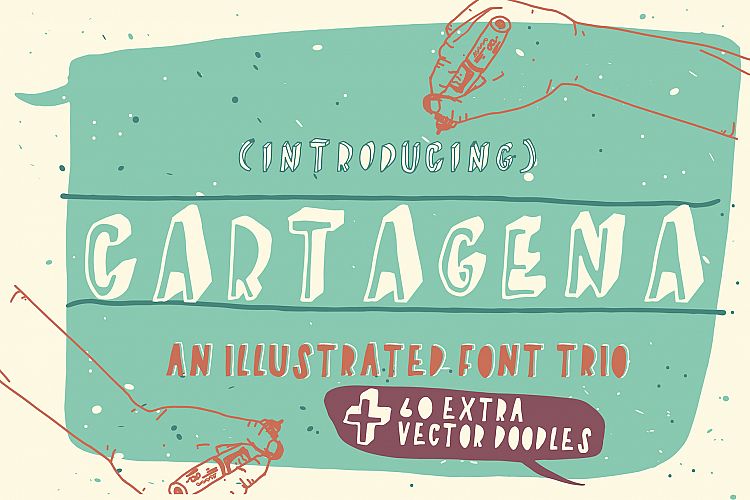 Cartagena Hand Drawn Font Trio