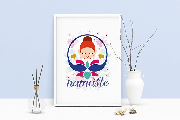 Printable Art Saying Namaste Lotus Buddha Yoga, Wall Art