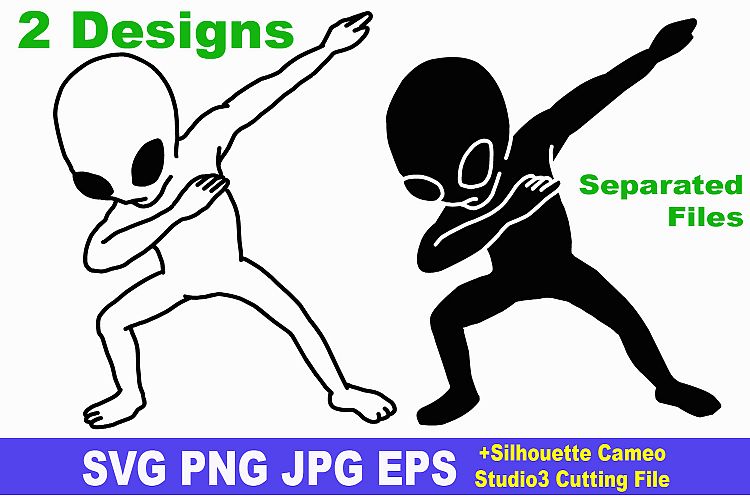 Alien Dabbing Black and White - EPS, JPG, PNG, SVG Ready to