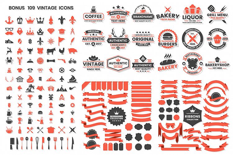 Download Free Illustrations Download Vintage Badge Objects Vector Set Free Design Resources