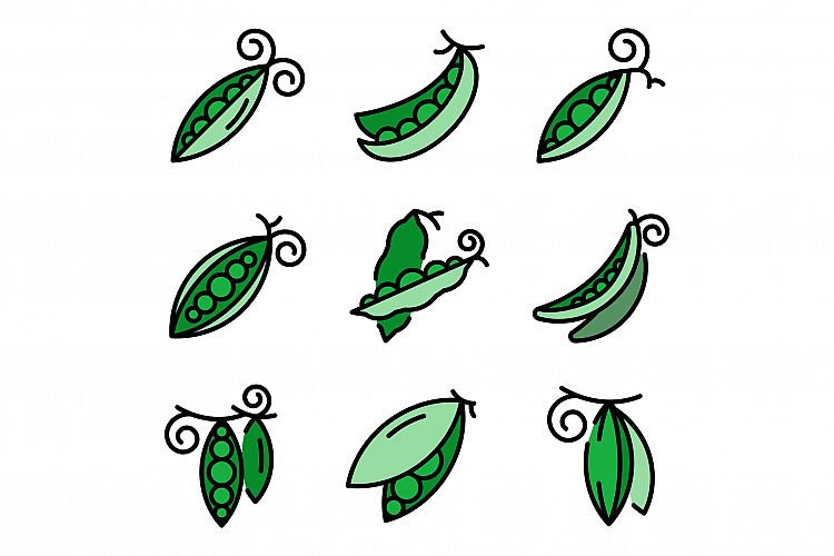 Peas icons set vector flat example image 1