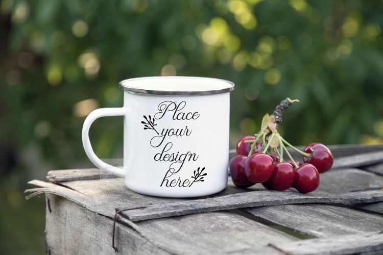 Camping tin mug mockup cup mock up metal camp enamel silver 