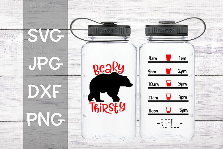 Beary Thirsty, Water bottle tracker, SVG