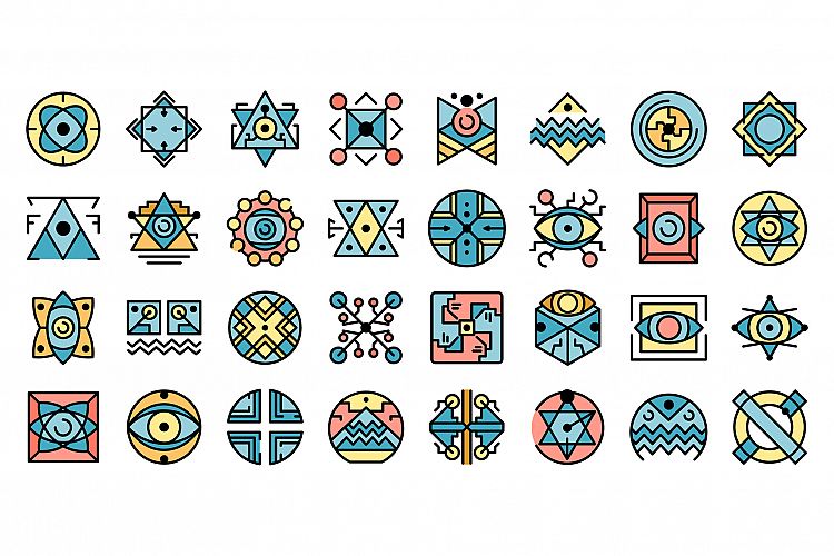 Alchemy icons vector flat example image 1
