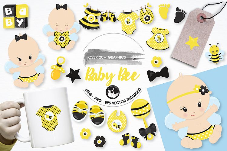 Baby bee graphics and illustrations