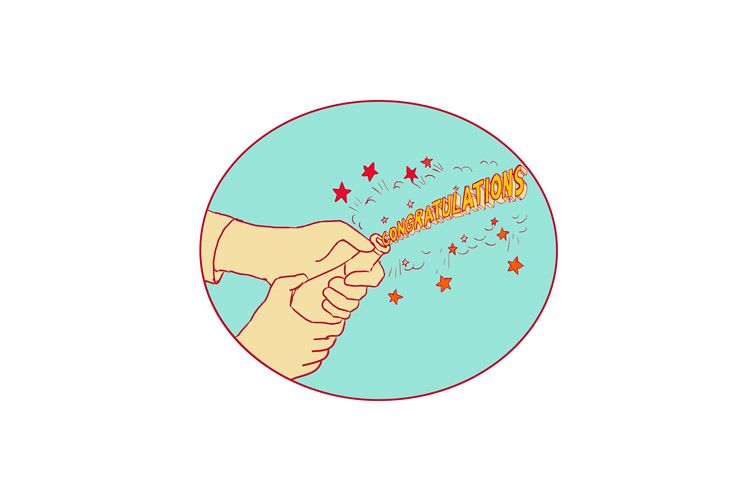 Congratulations Hand Popping Champagne Drawing