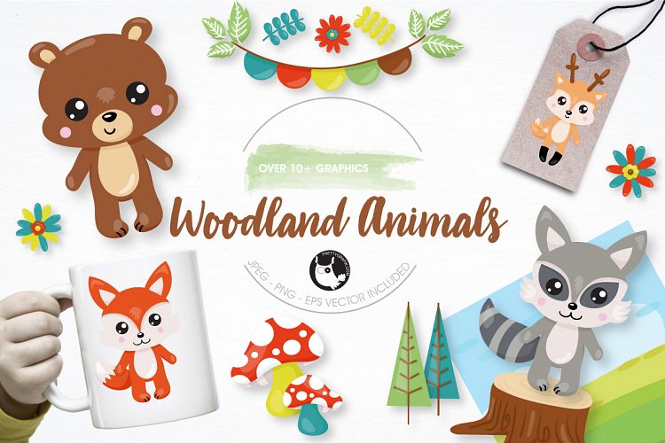 Woodland animals graphics and illustrations