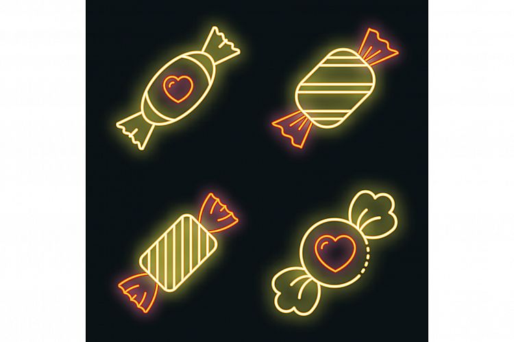 Toffee icons set vector neon example image 1