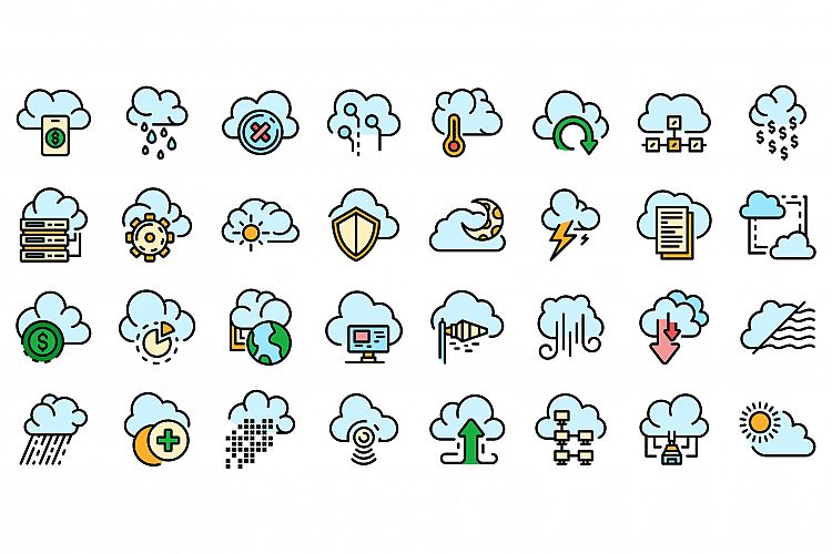 Cloud icons set vector flat example image 1