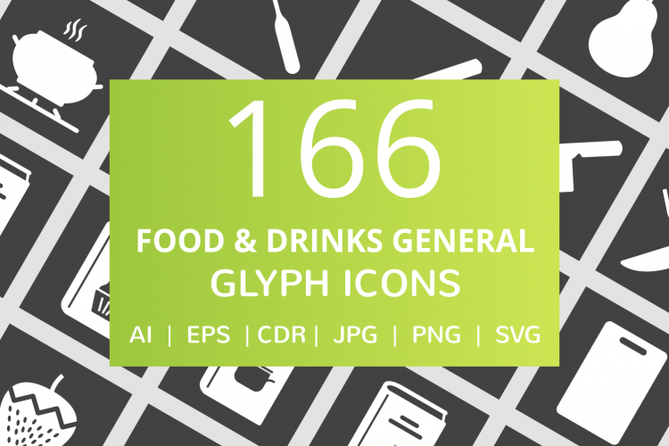166 Food   Drinks General Glyph Inverted Icons