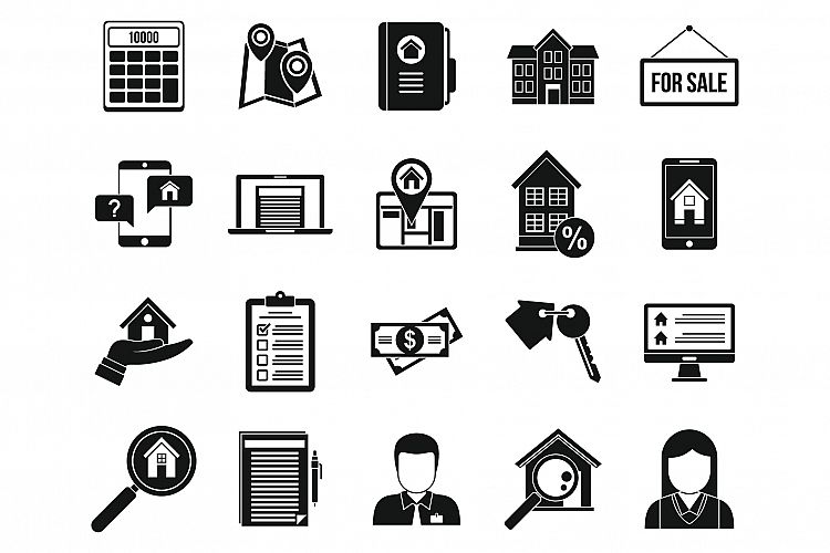 City realtor icons set, simple style example image 1