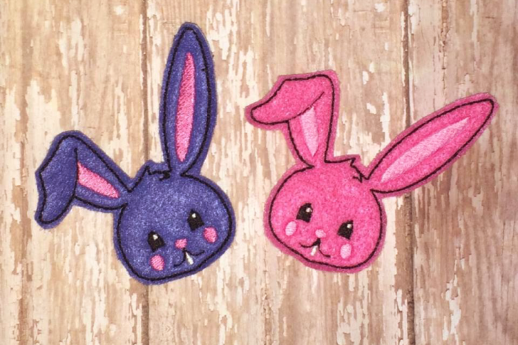 Easter Bunny Face ITH Feltie Applique Embroidery Design