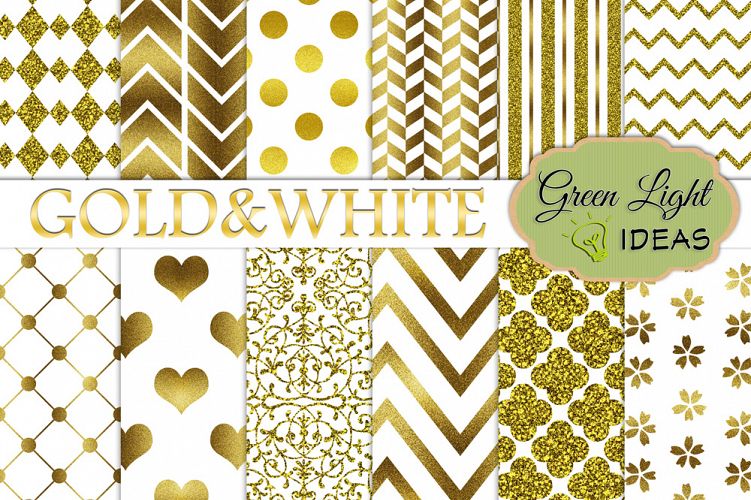 Gold And White Digital Papers