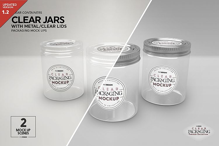 Clear Jars with Metal /Clear Lids Mockup