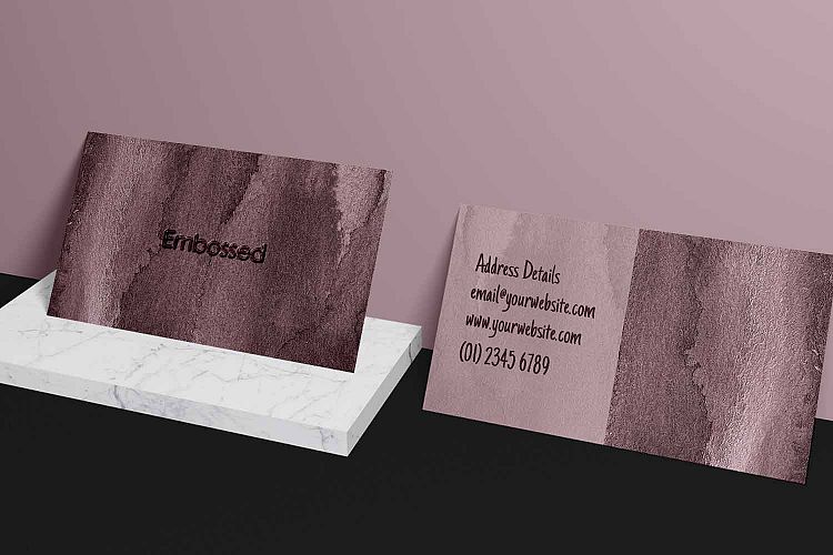 Pink Purple Abstract, Embossed Business Card Template
