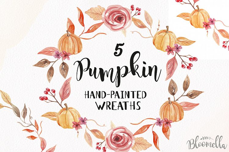 Fall Pumpkin Harvest Festival Watercolor Clipart Wreaths Gar