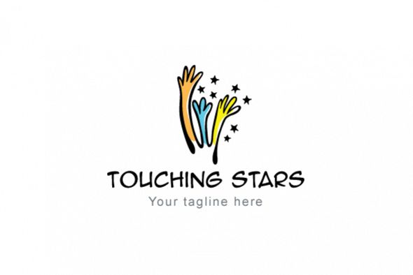 Touching Stars - Illustrative Hands Stock Logo Template