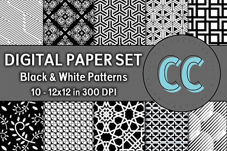 Black and White Patterns - Digital Paper Pack