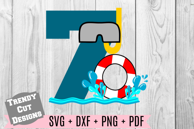 Pool Party Number 7th Birthday SVG