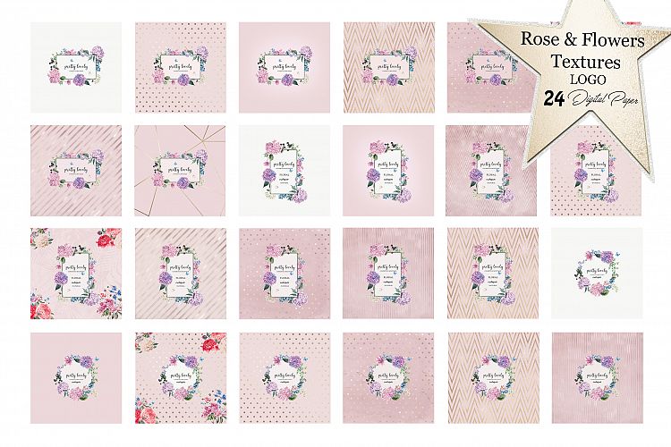 Rose   Flowers Textures LOGO 24 Digital Paper 6 PNG Images