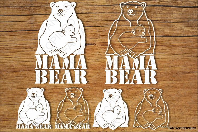 Mama Bear (2) SVG files for Silhouette Cameo and Cricut. Mama Bear clipart PNG transparent included.