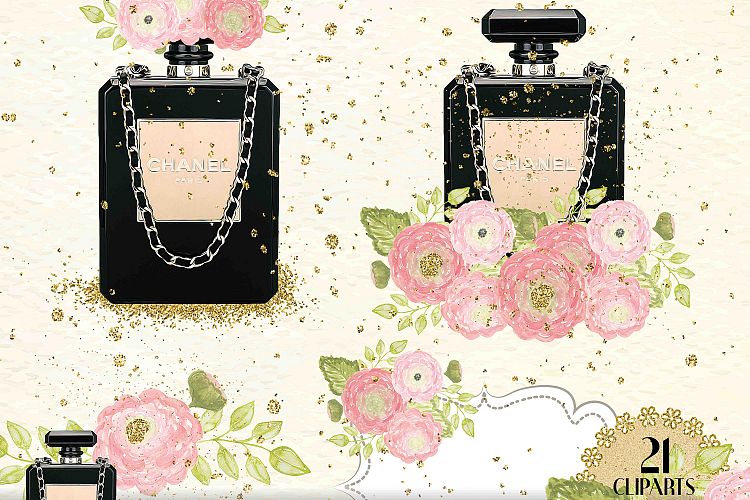 Luxury Bags, Glitter Dust and Ranunculus Flower Clip Arts