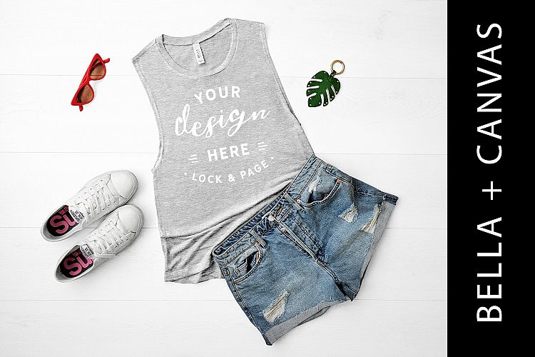 Athletic Heather Tank Top Mockup Bella Canvas 8803 Vest