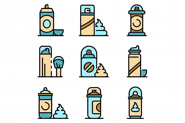 Shaving foam icons set vector flat example image 1