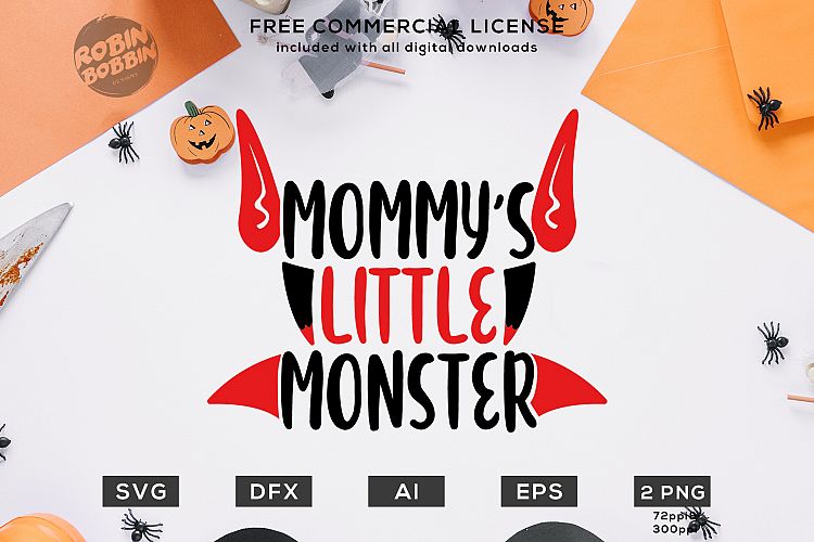 Mommys Little Monster Halloween Design SVG DXF EPS AI