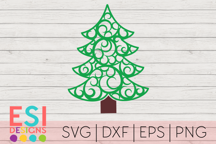Swirly Christmas Tree Design|SVG DXF EPS PNG