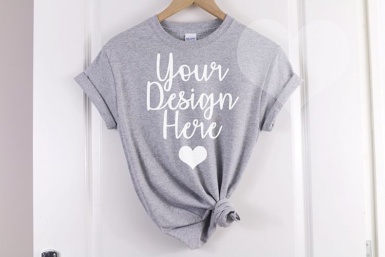 Download Sport Grey Gildan 500 T shirt Unisex - Hanging Mockup