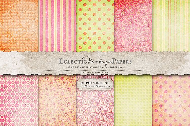 Vintage Printable Papers - Citrus Sunshine