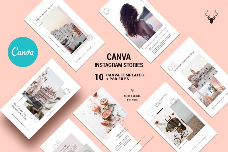 CANVA Modern Instagram Stories Pack - Canva Creative Instagram Story Templates for Influencers
