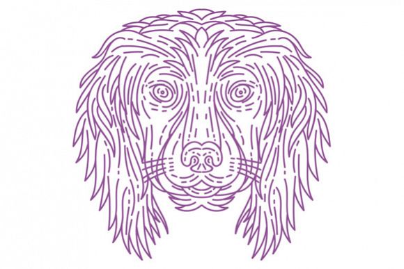 English Cocker Spaniel Dog Head Mono Line example image 1